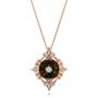 14k Rose Gold 14k Rose Gold Diamond And Black Opal Pendant - Three-Quarter View -  101977 - Thumbnail