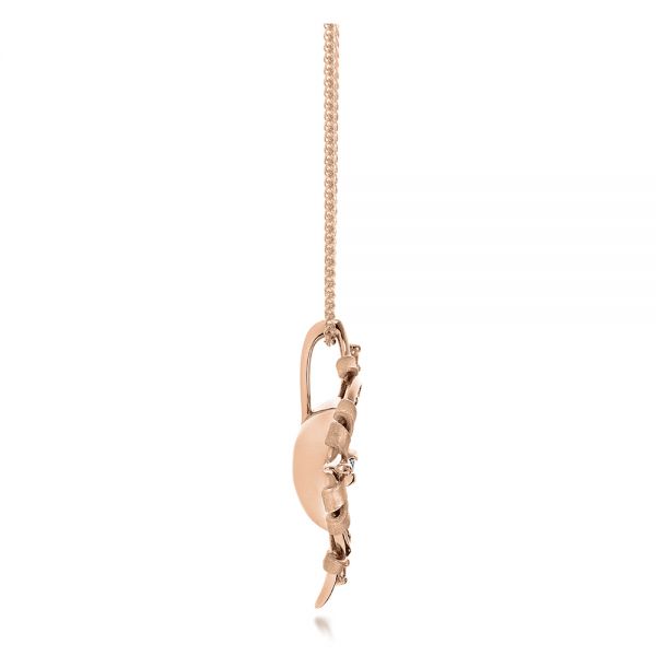 14k Rose Gold 14k Rose Gold Diamond And Black Opal Pendant - Side View - 101977