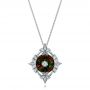 14k White Gold Diamond And Black Opal Pendant - Three-Quarter View -  101977 - Thumbnail