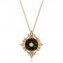 18k Yellow Gold 18k Yellow Gold Diamond And Black Opal Pendant - Three-Quarter View -  101977 - Thumbnail