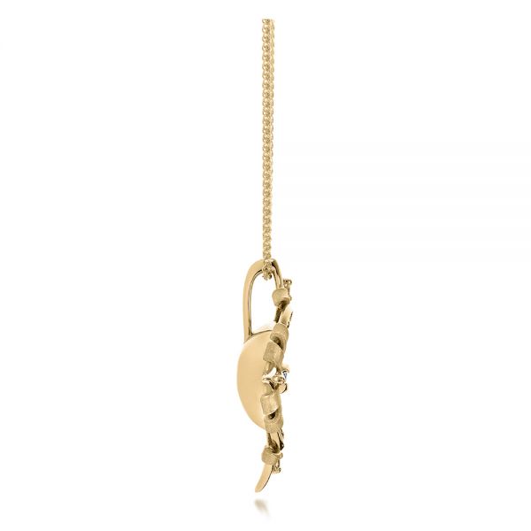 14k Yellow Gold 14k Yellow Gold Diamond And Black Opal Pendant - Side View - 101977