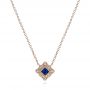 18k Rose Gold 18k Rose Gold Diamond And Blue Sapphire Pendant - Three-Quarter View -  105323 - Thumbnail