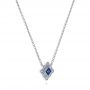 14k White Gold Diamond And Blue Sapphire Pendant - Flat View -  105323 - Thumbnail