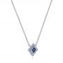 18k White Gold 18k White Gold Diamond And Blue Sapphire Pendant - Flat View -  105323 - Thumbnail