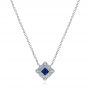 14k White Gold Diamond And Blue Sapphire Pendant - Three-Quarter View -  105323 - Thumbnail