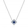 14k White Gold Diamond And Blue Sapphire Pendant - Three-Quarter View -  105323 - Thumbnail