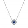 18k White Gold 18k White Gold Diamond And Blue Sapphire Pendant - Three-Quarter View -  105323 - Thumbnail