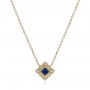 18k Yellow Gold 18k Yellow Gold Diamond And Blue Sapphire Pendant - Three-Quarter View -  105323 - Thumbnail