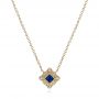 14k Yellow Gold 14k Yellow Gold Diamond And Blue Sapphire Pendant - Three-Quarter View -  105323 - Thumbnail