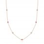14k Rose Gold 14k Rose Gold Diamond And Ruby Bezel Necklace - Three-Quarter View -  107181 - Thumbnail
