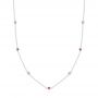 18k White Gold 18k White Gold Diamond And Ruby Bezel Necklace - Three-Quarter View -  107181 - Thumbnail
