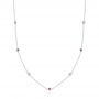 14k White Gold 14k White Gold Diamond And Ruby Bezel Necklace - Three-Quarter View -  107181 - Thumbnail