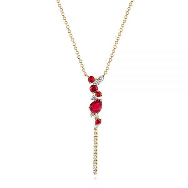 Diamond And Ruby Necklace - Three-Quarter View -  106430