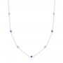 14k White Gold 14k White Gold Diamond And Sapphire Bezel Necklace - Three-Quarter View -  107178 - Thumbnail