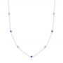 18k White Gold 18k White Gold Diamond And Sapphire Bezel Necklace - Three-Quarter View -  107178 - Thumbnail