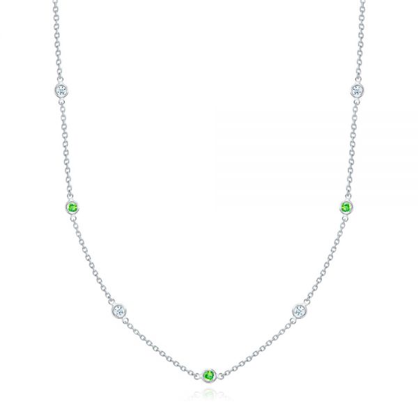 Diamond and Tsavorite Bezel Necklace - Image