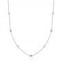 14k White Gold 14k White Gold Diamond And Tsavorite Bezel Necklace - Three-Quarter View -  107106 - Thumbnail