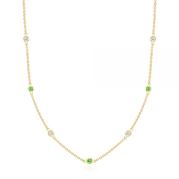 Diamond and Tsavorite Bezel Necklace - Image