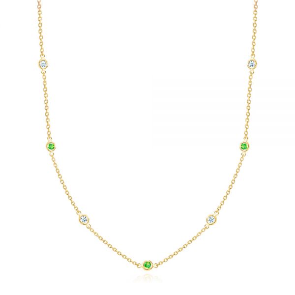 Diamond and Tsavorite Bezel Necklace - Image