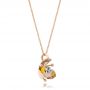 18k Rose Gold 18k Rose Gold Diamond And Yellow Opal Flower Pendant - Flat View -  101976 - Thumbnail