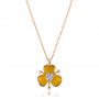 14k Rose Gold 14k Rose Gold Diamond And Yellow Opal Flower Pendant - Three-Quarter View -  101976 - Thumbnail