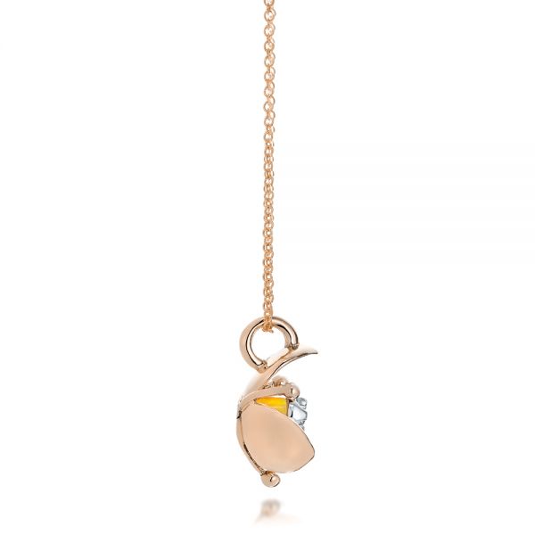 18k Rose Gold 18k Rose Gold Diamond And Yellow Opal Flower Pendant - Side View -  101976