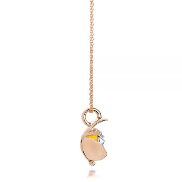 14k Rose Gold 14k Rose Gold Diamond And Yellow Opal Flower Pendant - Side View - 101976