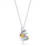  Platinum Platinum Diamond And Yellow Opal Flower Pendant - Flat View -  101976 - Thumbnail