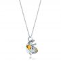 14k White Gold 14k White Gold Diamond And Yellow Opal Flower Pendant - Flat View -  101976 - Thumbnail