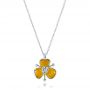 18k White Gold 18k White Gold Diamond And Yellow Opal Flower Pendant - Three-Quarter View -  101976 - Thumbnail