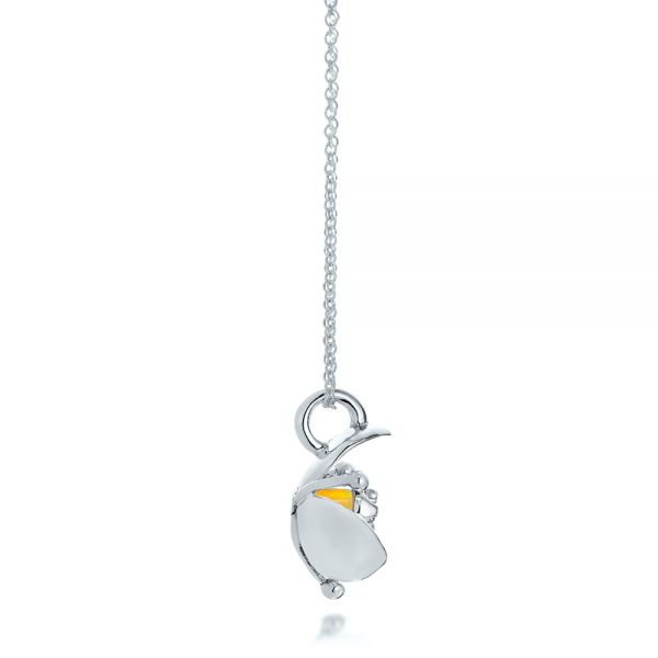  Platinum Platinum Diamond And Yellow Opal Flower Pendant - Side View -  101976