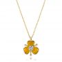 14k Yellow Gold Diamond And Yellow Opal Flower Pendant - Three-Quarter View -  101976 - Thumbnail