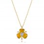 18k Yellow Gold 18k Yellow Gold Diamond And Yellow Opal Flower Pendant - Three-Quarter View -  101976 - Thumbnail