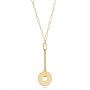 14k Yellow Gold Disc Drop Paper Clip Chain Y-necklace