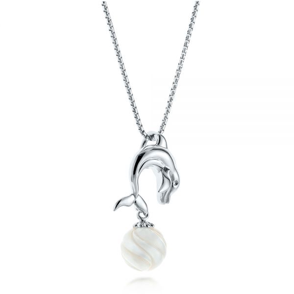 Dolphin Fresh Water Pearl Pendant - Flat View -  103233