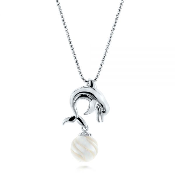 Dolphin Fresh Water Pearl Pendant - Three-Quarter View -  103233