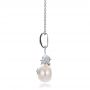 14k White Gold Dolphin Fresh White Pearl And Diamond Pendant - Side View -  100336 - Thumbnail