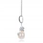 18k White Gold 18k White Gold Dolphin Fresh White Pearl And Diamond Pendant - Side View -  100336 - Thumbnail