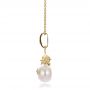 18k Yellow Gold 18k Yellow Gold Dolphin Fresh White Pearl And Diamond Pendant - Side View -  100336 - Thumbnail