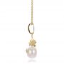 14k Yellow Gold 14k Yellow Gold Dolphin Fresh White Pearl And Diamond Pendant - Side View -  100336 - Thumbnail