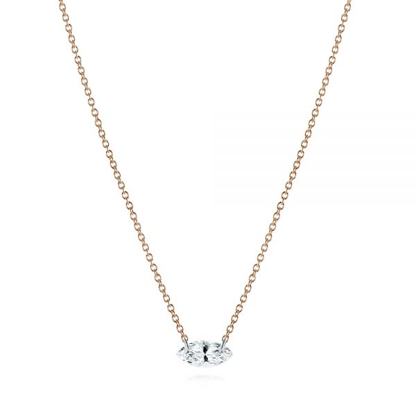 14k Rose Gold 14k Rose Gold Drilled Diamond Necklace - Three-Quarter View -  105221