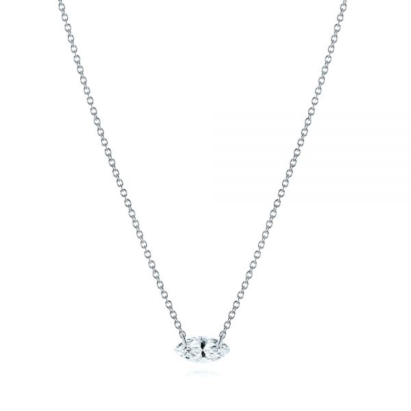 18k White Gold 18k White Gold Drilled Diamond Necklace - Three-Quarter View -  105221