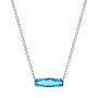 18k White Gold 18k White Gold Elongated Cushion Cut Blue Topaz Pendant - Three-Quarter View -  105438 - Thumbnail