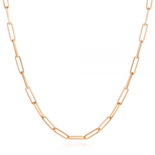 14k Rose Gold 14k Rose Gold Elongated Flat Link Chain - Three-Quarter View -  105996