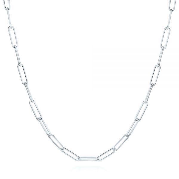  Platinum Platinum Elongated Flat Link Chain - Three-Quarter View -  105996