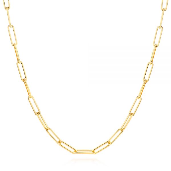 18k Yellow Gold 18k Yellow Gold Elongated Flat Link Chain - Three-Quarter View -  105996