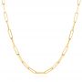 14k Yellow Gold Elongated Flat Link Chain - Three-Quarter View -  105996 - Thumbnail