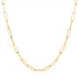 14k Yellow Gold Elongated Flat Link Chain - Three-Quarter View -  105996 - Thumbnail