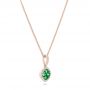 18k Rose Gold 18k Rose Gold Emerald Cluster And Diamond Halo Pendant - Flat View -  102621 - Thumbnail