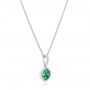  Platinum Platinum Emerald Cluster And Diamond Halo Pendant - Flat View -  102621 - Thumbnail